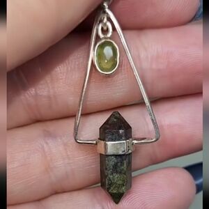 Dragon's Blood Jasper & Peridot Pendant Necklace ~ 925 Sterling Silver
